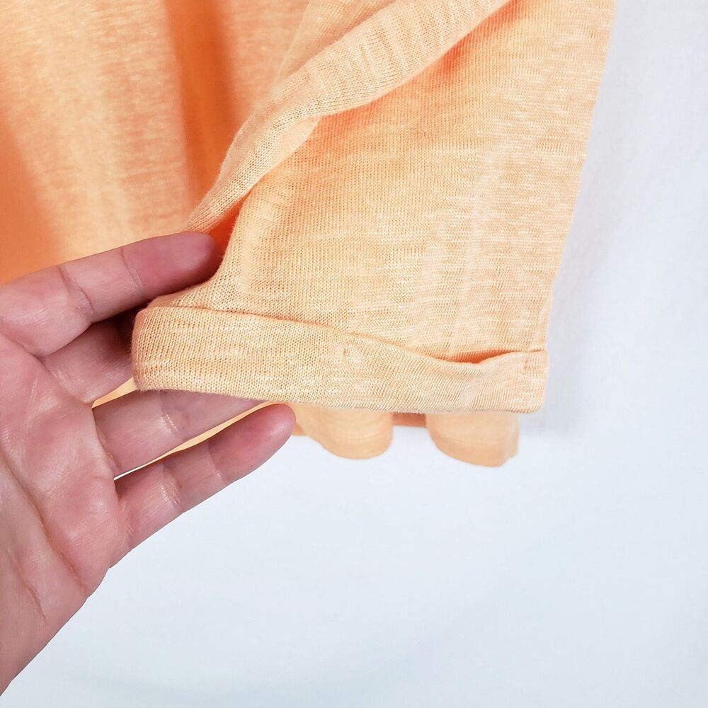 Chico's Linen Top Womens XXL Pastel Orange Cuffed Collared Resort Casual Relaxed - Picture 4 of 6